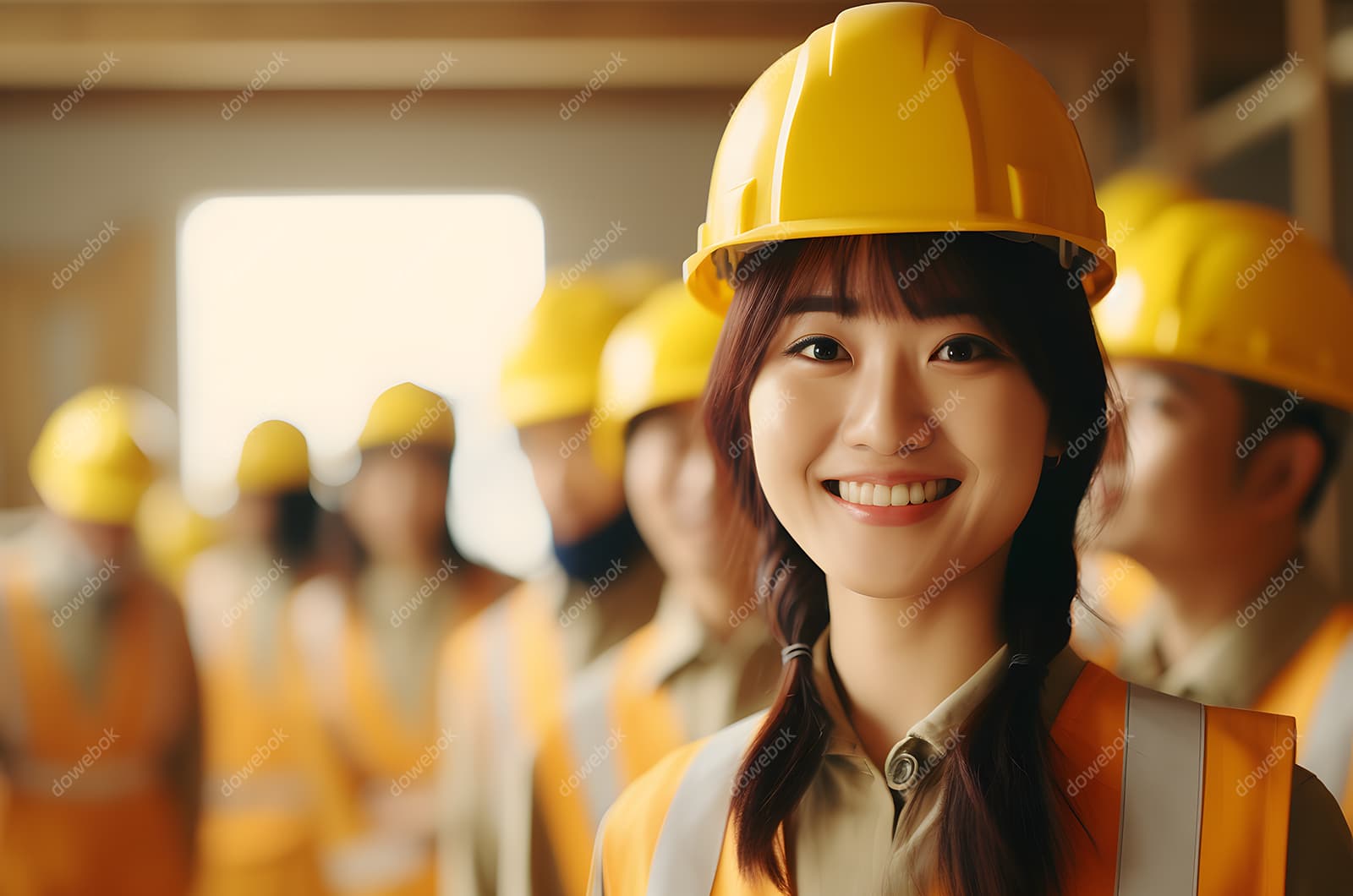 面带微笑的女工人高清图片素材(JPG)