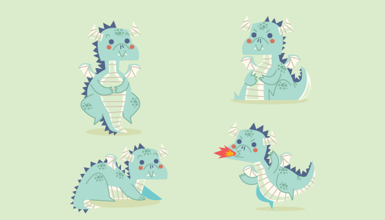 手绘可爱龙宝宝矢量素材(EPS/AI/PNG)