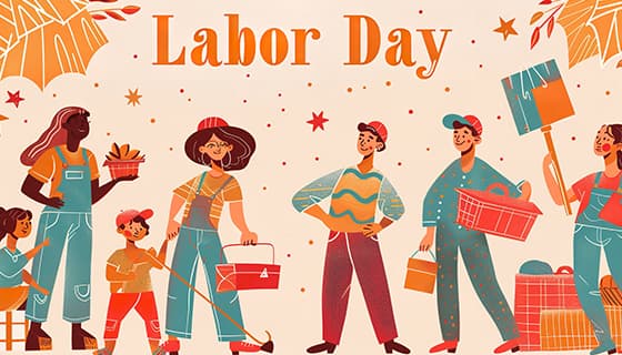 欢乐庆祝劳动节的人们插画素材(JPG)
