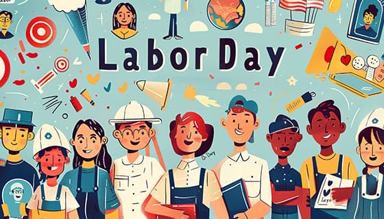 欢乐庆祝劳动节的人们插画素材(JPG)