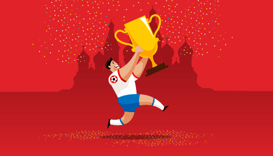 手捧奖杯的球员世界杯背景矢量素材(EPS/AI)