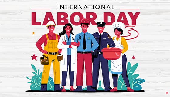 不同行业的人一起庆祝劳动节插画素材(JPG)