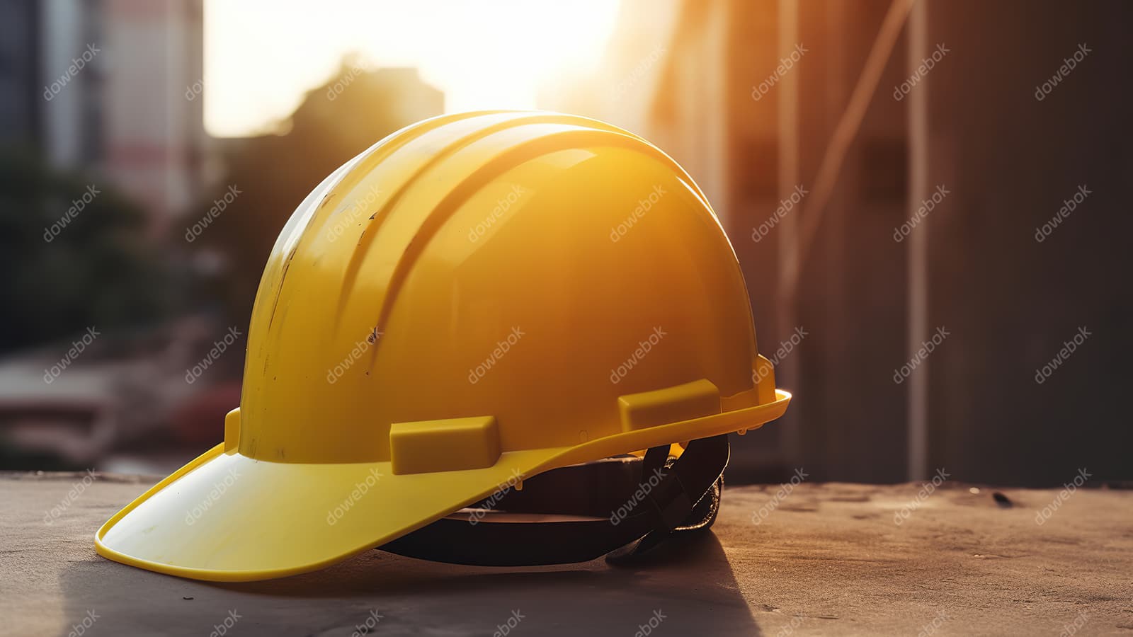 建筑工地上的黄色安全帽高清图片素材(JPG)