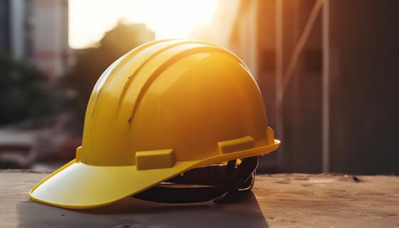 建筑工地上的黄色安全帽高清图片素材(JPG)