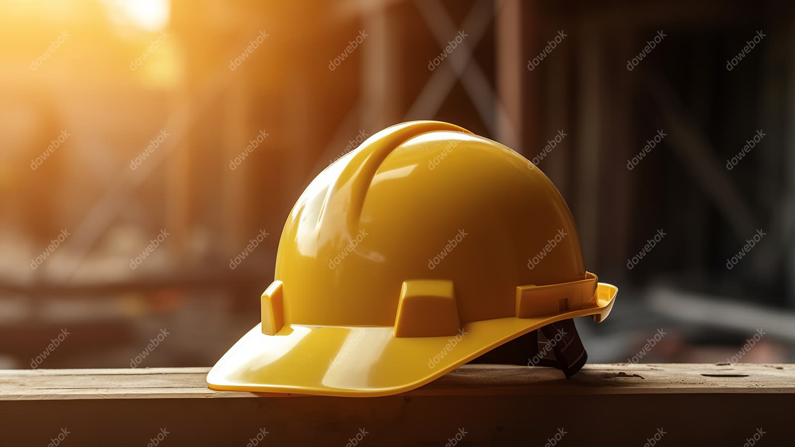 建筑工地上的黄色安全帽高清图片素材(JPG)