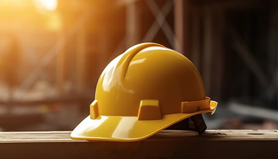 建筑工地上的黄色安全帽高清图片素材(JPG)