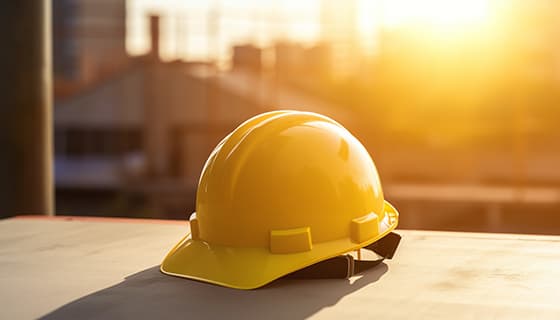 建筑工地上的黄色安全帽高清图片素材(JPG)