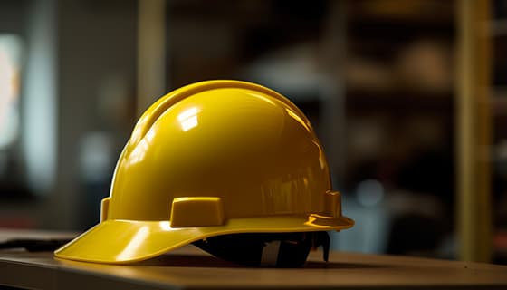 建筑工地上的黄色安全帽高清图片素材(JPG)