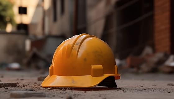 建筑工地上的黄色安全帽高清图片素材(JPG)
