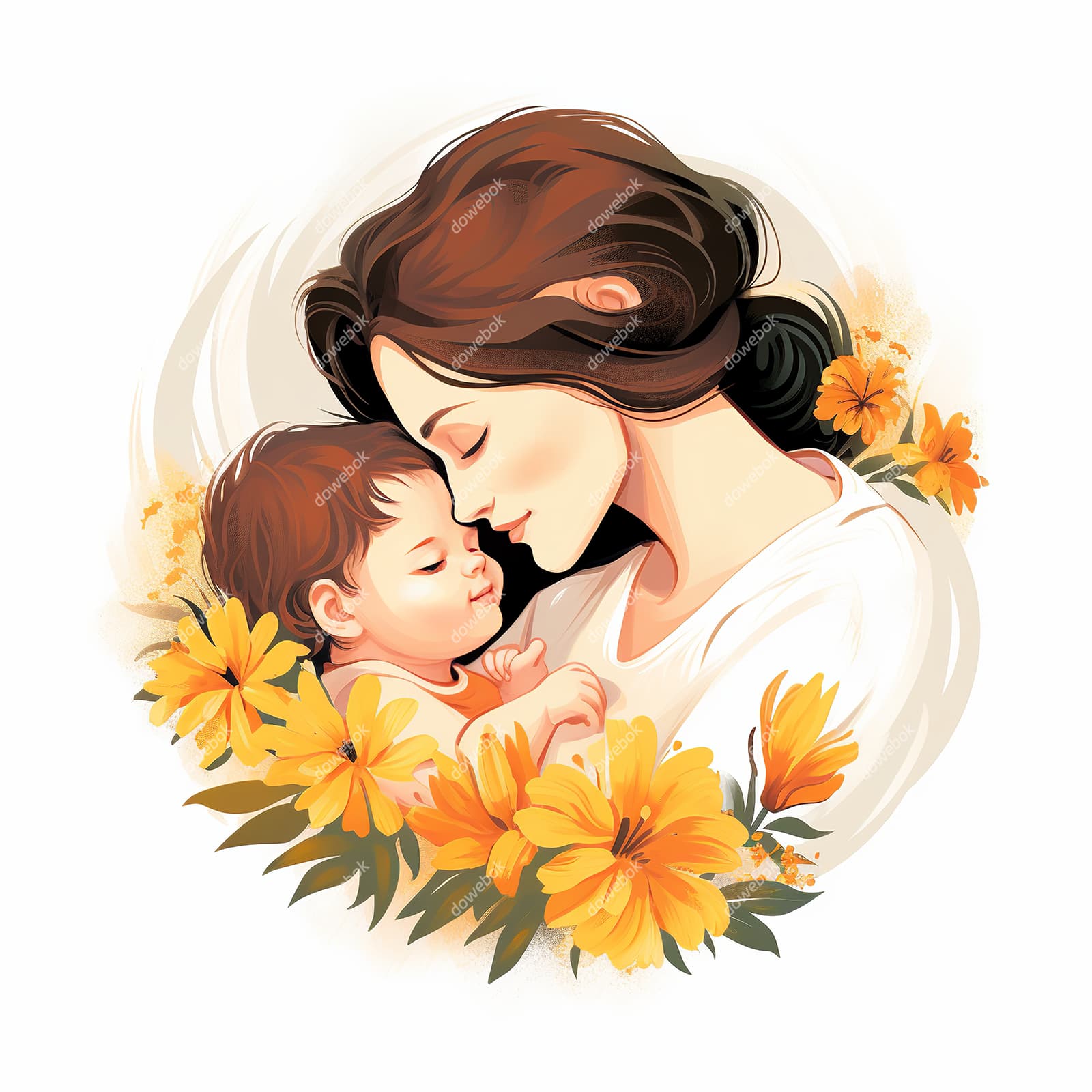 母亲抱着孩子设计母亲节插画图片素材(JPG)