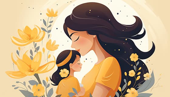 母亲抱着孩子设计母亲节插画图片素材(JPG)