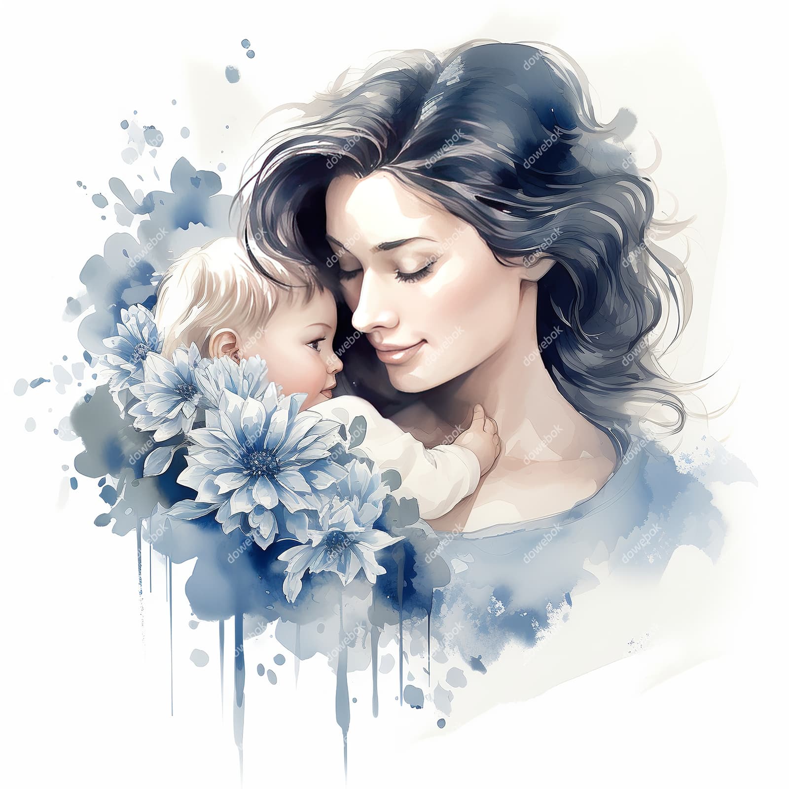 母亲抱着孩子设计母亲节插画图片素材(JPG)