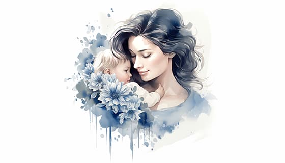 母亲抱着孩子设计母亲节插画图片素材(JPG)