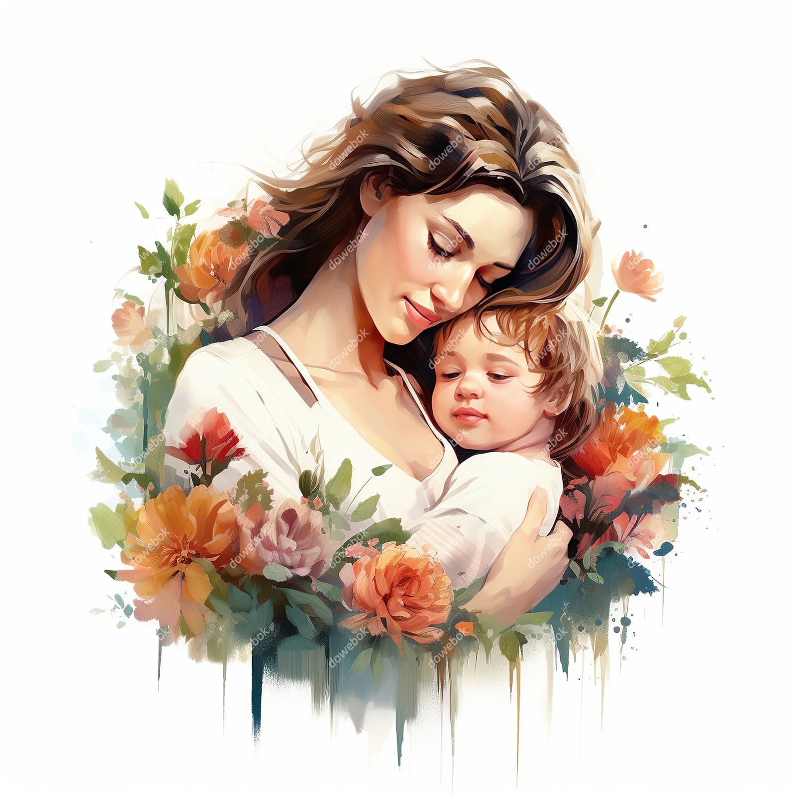 母亲抱着孩子设计母亲节插画图片素材(JPG)