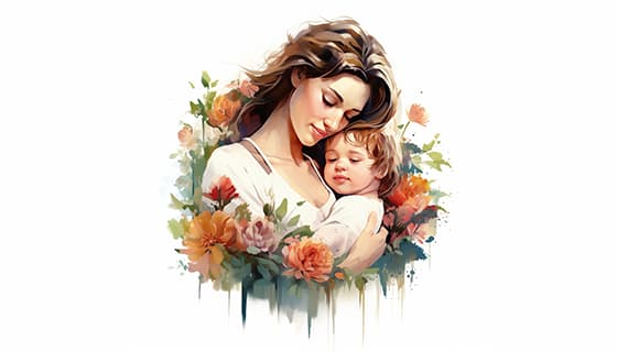 母亲抱着孩子设计母亲节插画图片素材(JPG)