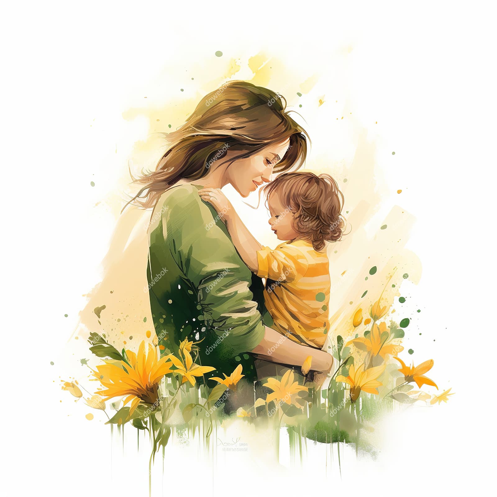 母亲抱着孩子设计母亲节插画图片素材(JPG)