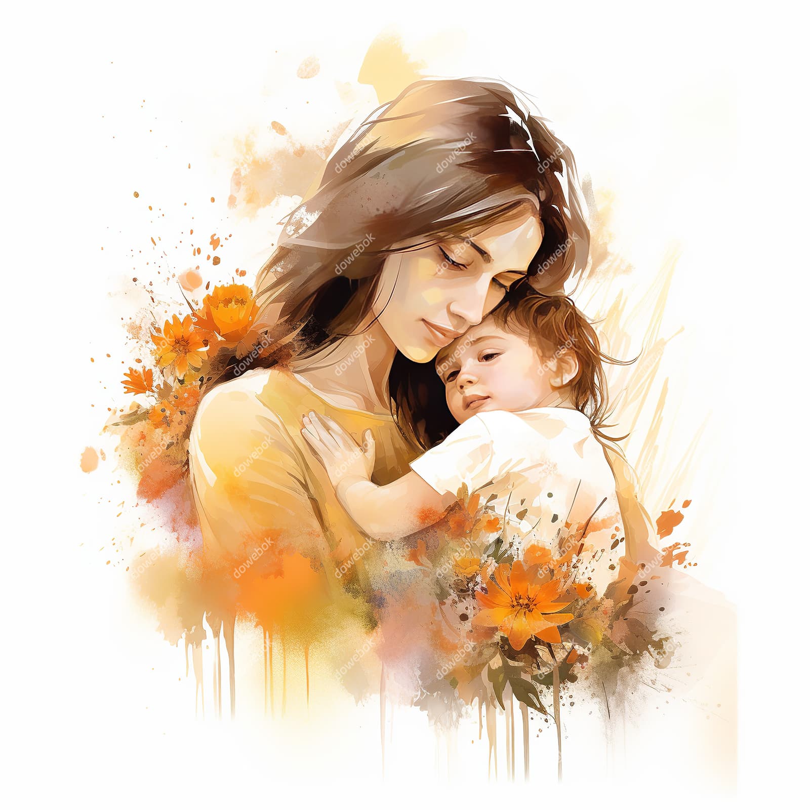 母亲抱着孩子设计母亲节插画图片素材(JPG)