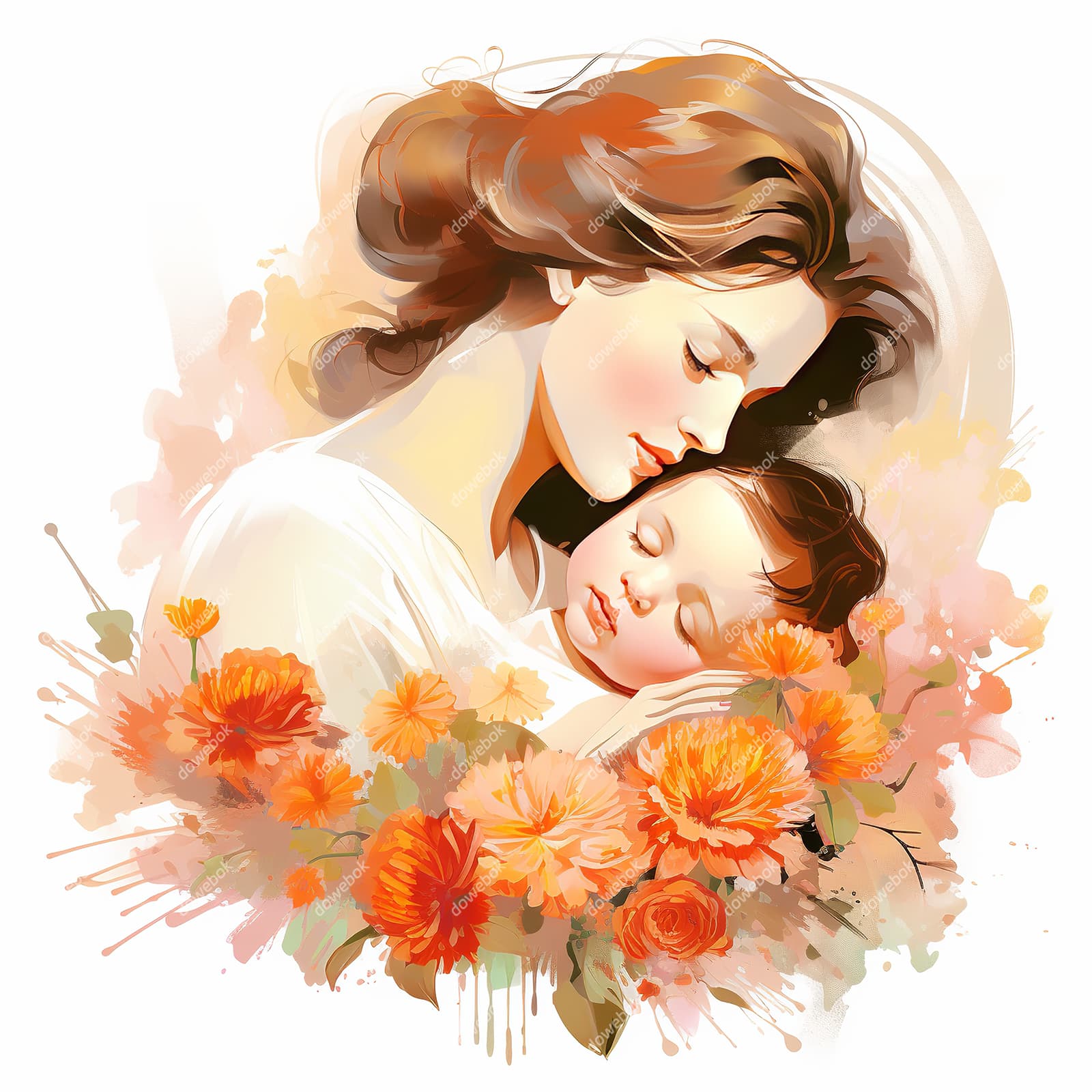 母亲抱着孩子设计母亲节插画图片素材(JPG)