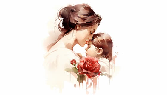 母亲抱着孩子设计母亲节插画图片素材(JPG)