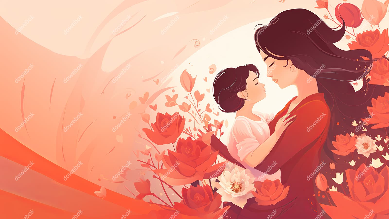 母亲抱着孩子设计母亲节插画图片素材(JPG)