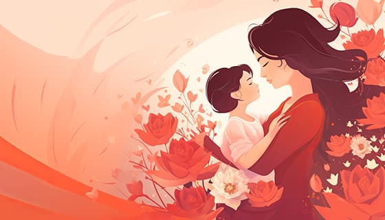 母亲抱着孩子设计母亲节插画图片素材(JPG)