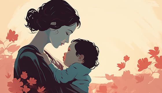 母亲抱着孩子设计母亲节插画图片素材(JPG)