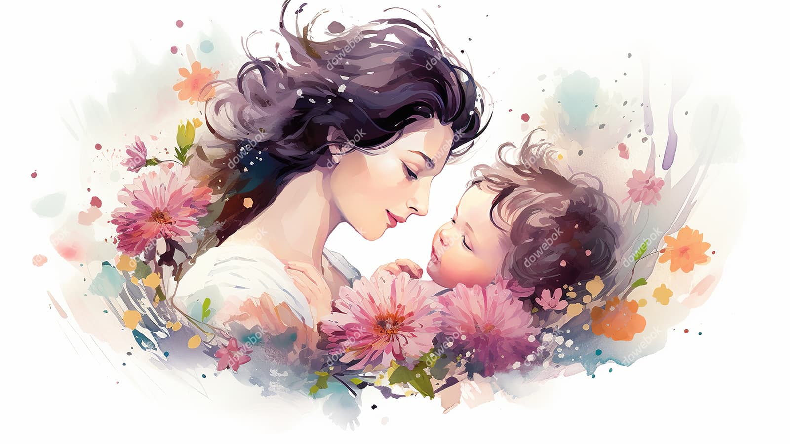 母亲抱着孩子设计母亲节插画图片素材(JPG)