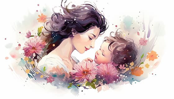 母亲抱着孩子设计母亲节插画图片素材(JPG)