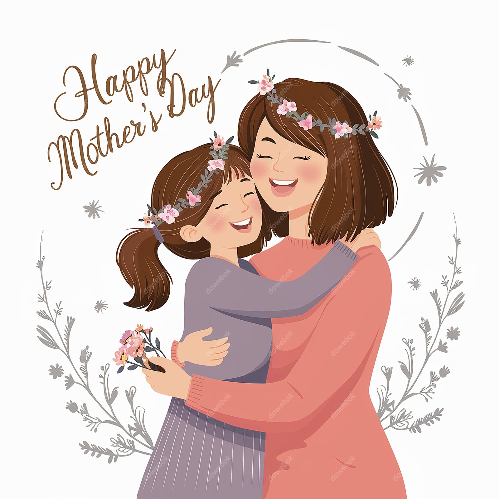 母女拥抱母亲节快乐图片素材(JPG)