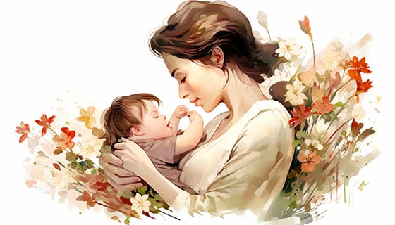 母亲抱着孩子设计母亲节插画图片素材(JPG)