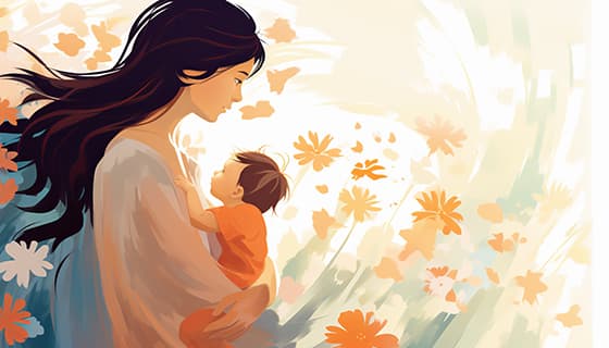 母亲抱着孩子设计母亲节插画图片素材(JPG)