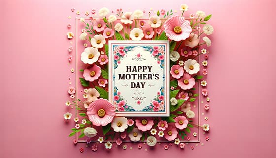 漂亮的花朵设计粉色母亲节快乐贺卡/背景图片素材(JPG)