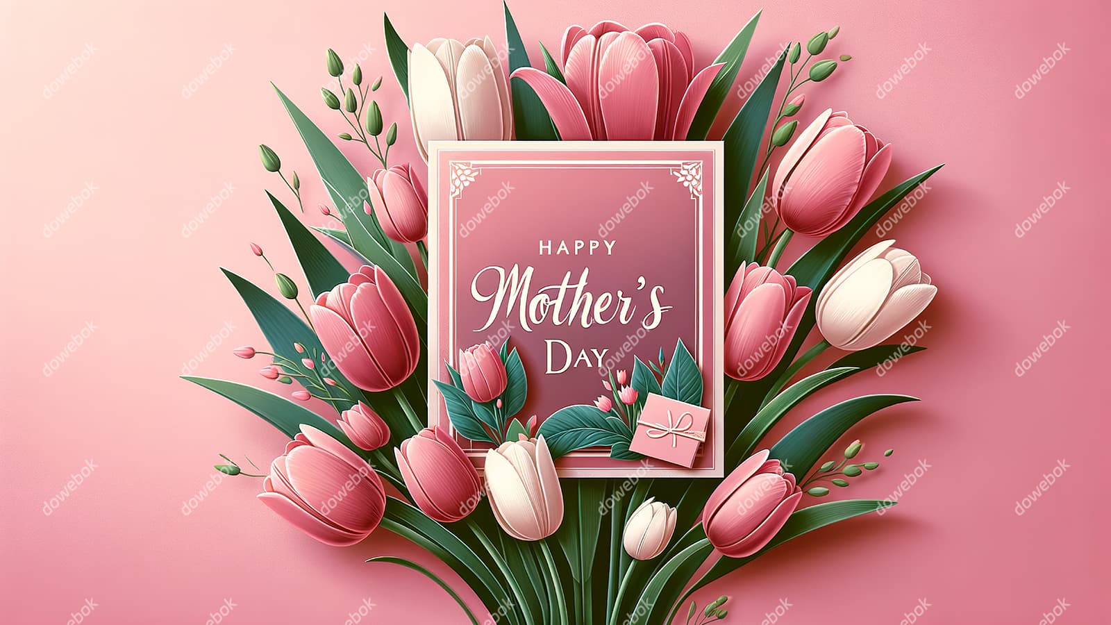 漂亮的花朵设计粉色母亲节快乐贺卡/背景图片素材(JPG)