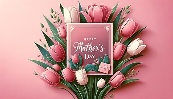 漂亮的花朵设计粉色母亲节快乐贺卡/背景图片素材(JPG)