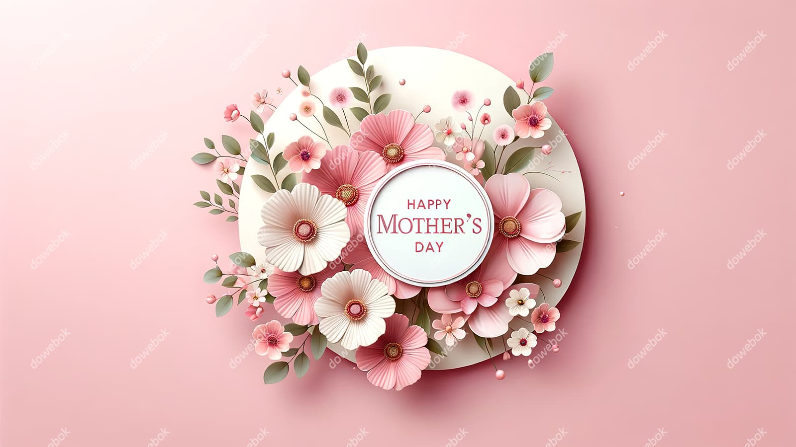 漂亮的花朵设计粉色母亲节快乐贺卡/背景图片素材(JPG)