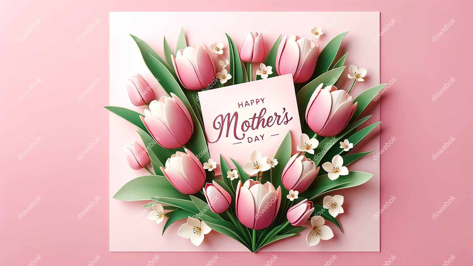 漂亮的花朵设计粉色母亲节快乐贺卡/背景图片素材(JPG)