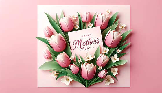 漂亮的花朵设计粉色母亲节快乐贺卡/背景图片素材(JPG)