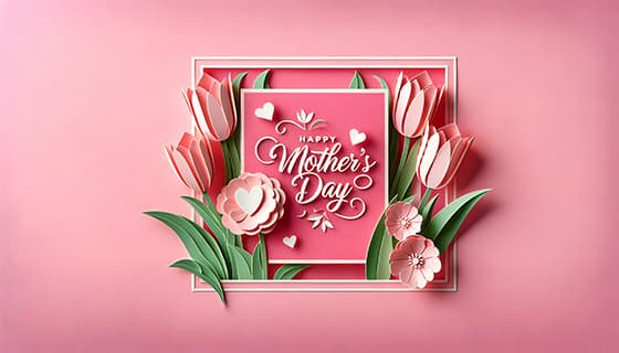 漂亮的花朵设计粉色母亲节快乐贺卡/背景图片素材(JPG)