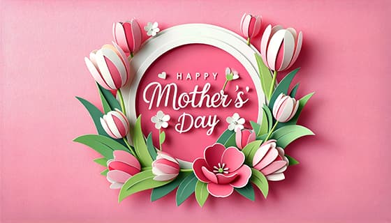 漂亮的花朵设计粉色母亲节快乐贺卡/背景图片素材(JPG)