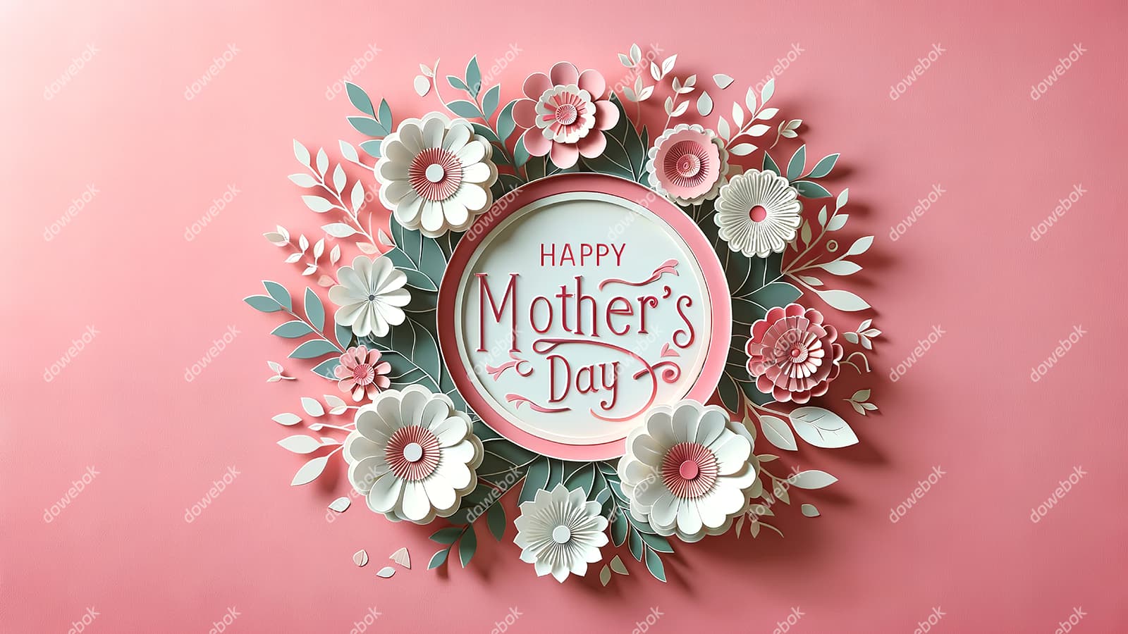 漂亮的花朵设计粉色母亲节快乐贺卡/背景图片素材(JPG)