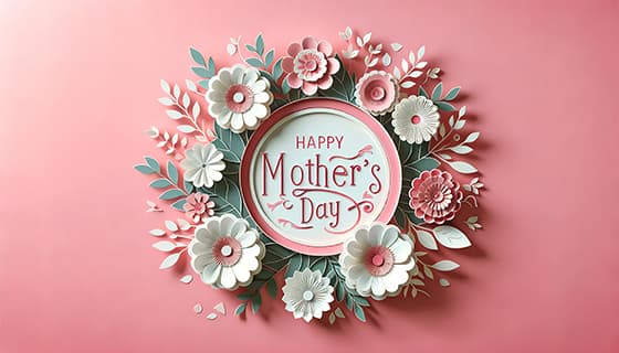 漂亮的花朵设计粉色母亲节快乐贺卡/背景图片素材(JPG)