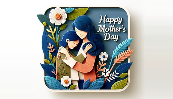 剪纸风格母亲节插画图片素材(JPG)
