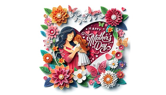 剪纸风格母亲节插画图片素材(JPG)