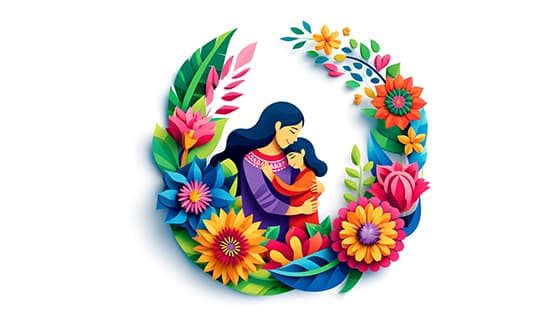 剪纸风格母亲节插画图片素材(JPG)