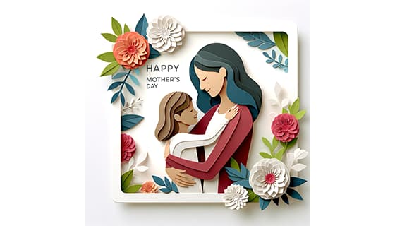 剪纸风格母亲节插画图片素材(JPG)