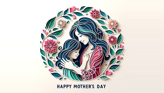 剪纸风格母亲节插画图片素材(JPG)