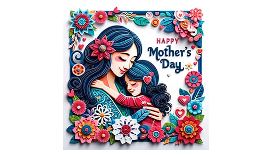 剪纸风格母亲节插画图片素材(JPG)