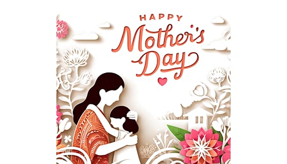 剪纸风格母亲节插画图片素材(JPG)