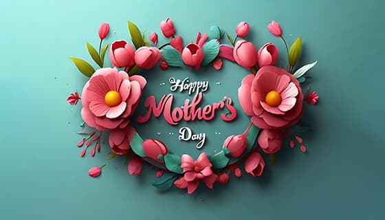 多彩漂亮花卉和 happy mother’s day 字母设计母亲节背景图片素材(JPG)