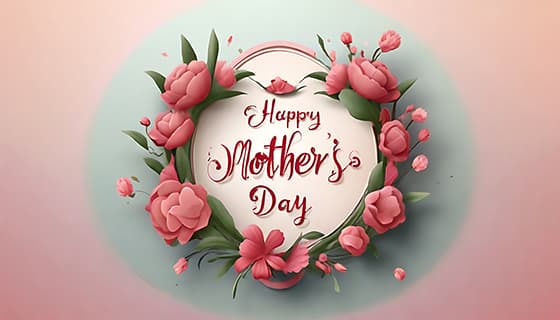 多彩漂亮花卉和 happy mother’s day 字母设计母亲节背景图片素材(JPG)